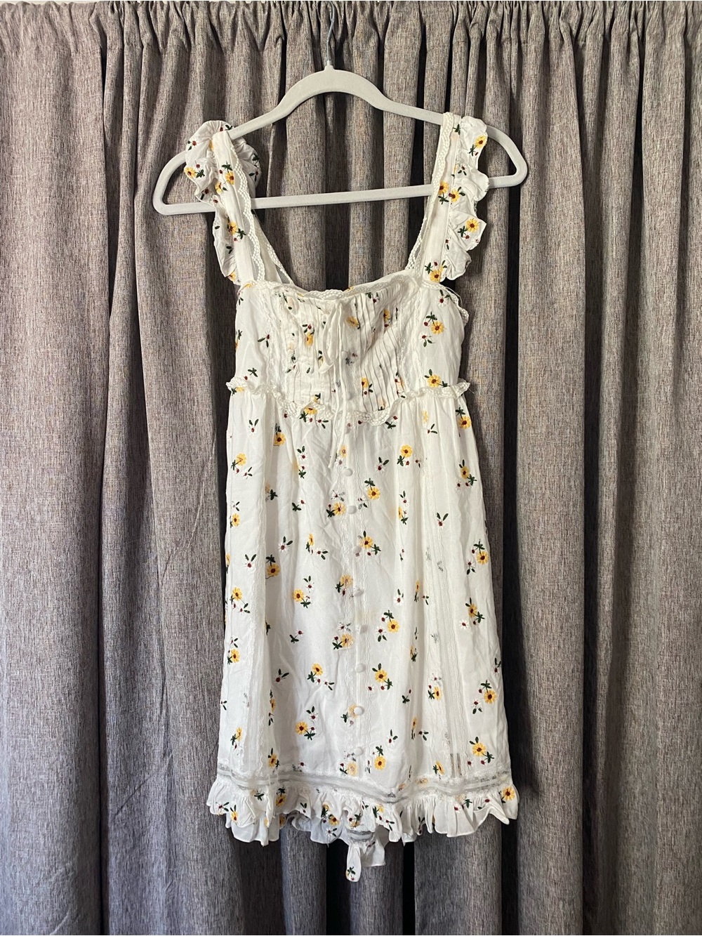 Altar'd State White Mini Dress with Embroidered Flowers